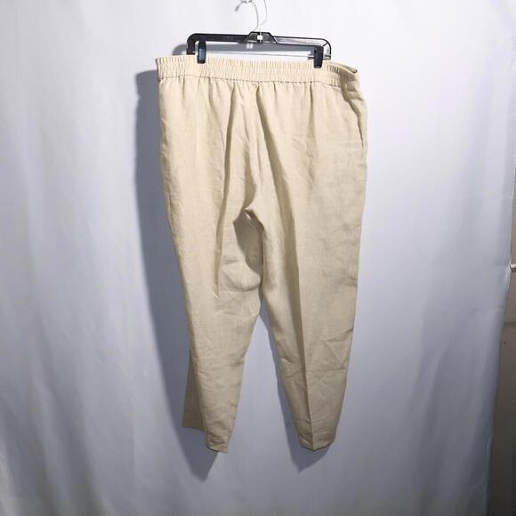 Eileen Fisher 100% Organic Linen Beige Pull On Pants XL Lagenlook High Rise Crop - Picture 2 of 9